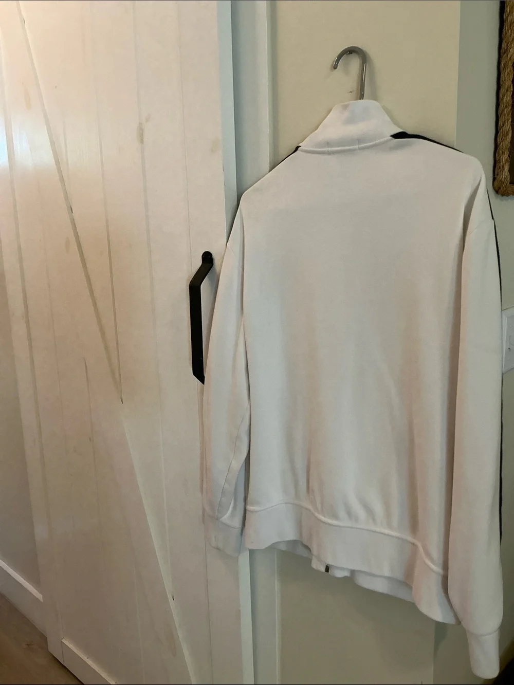 Polo by Ralph Lauren White Track Jacket with Navy Stripes and Polo Logo